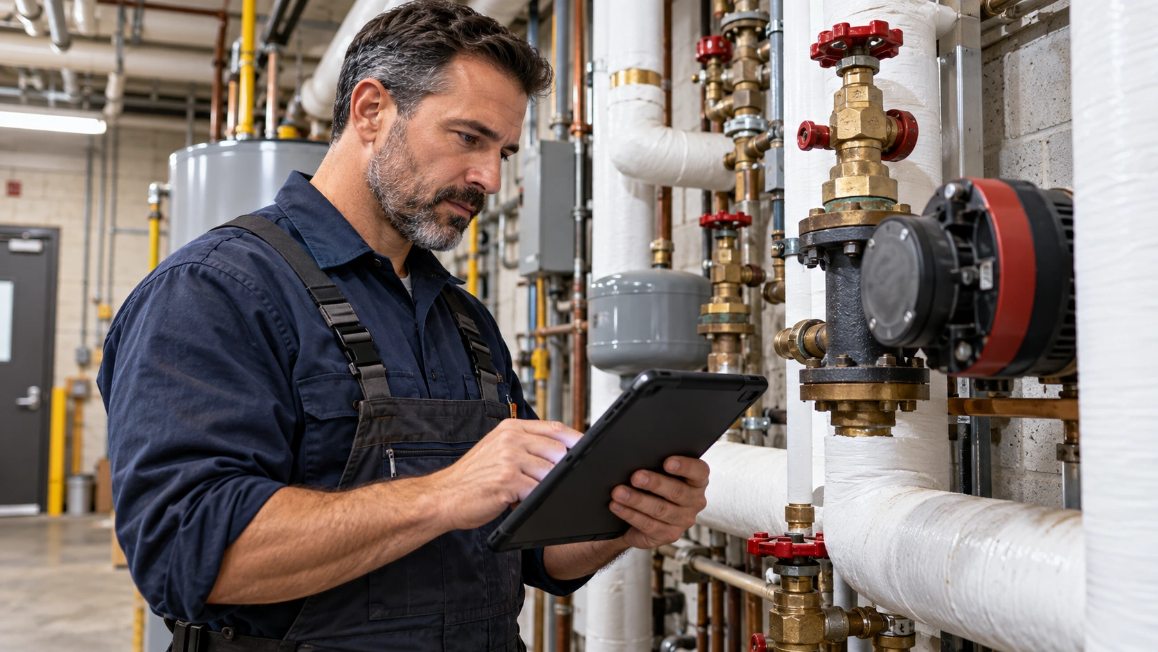 Backflow prevention test equipment in use.