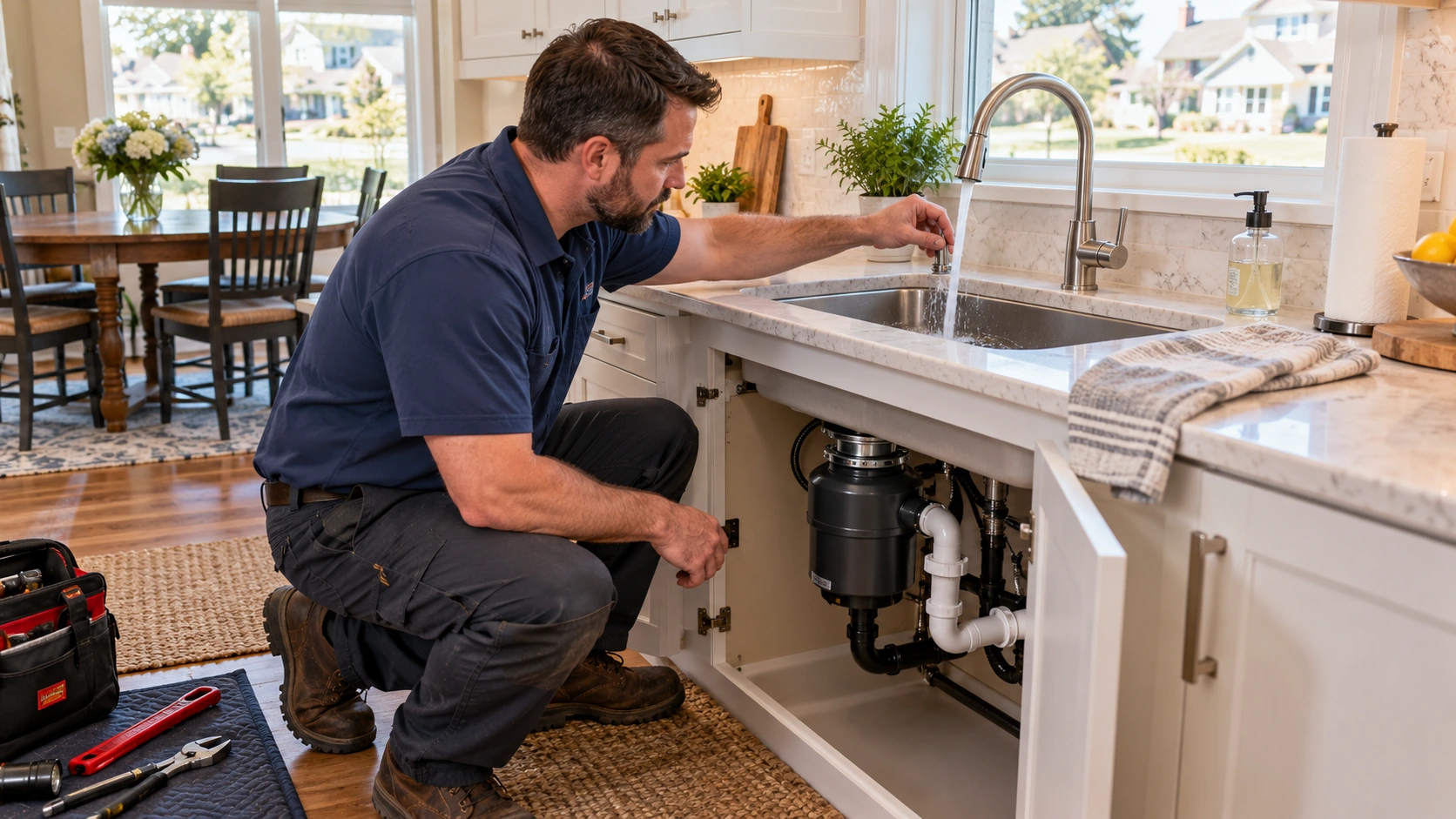 Garbage disposal drain test.