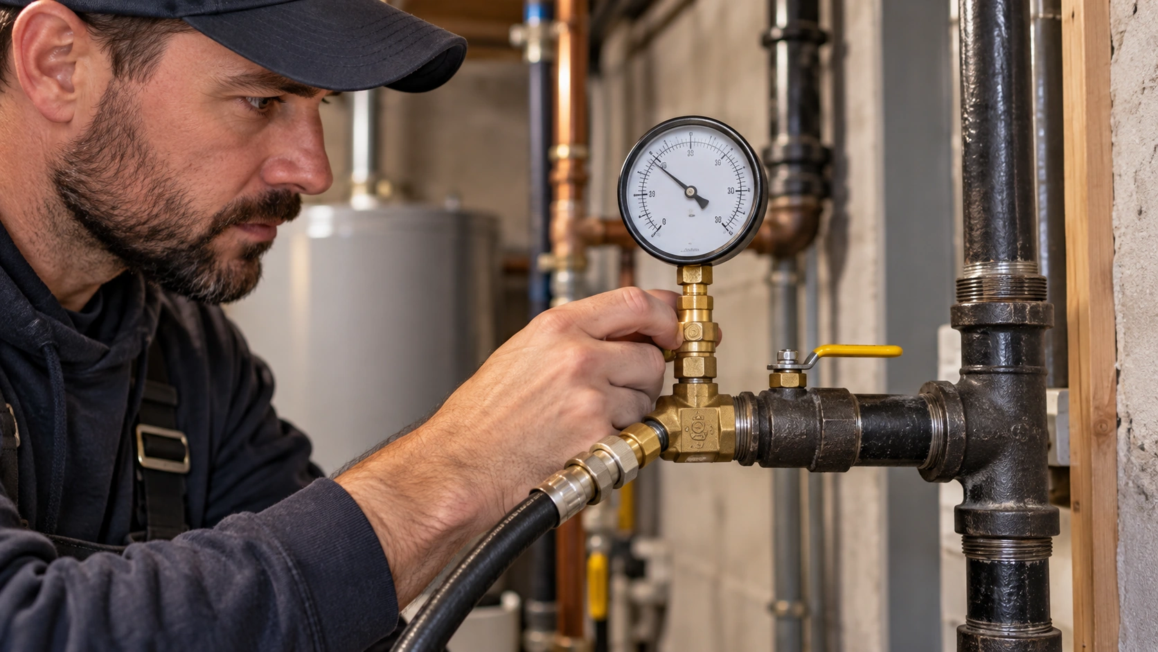 Residential gas line pressure test.