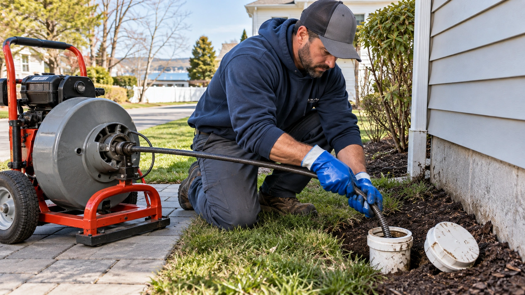 Residential sewer cleanout service.